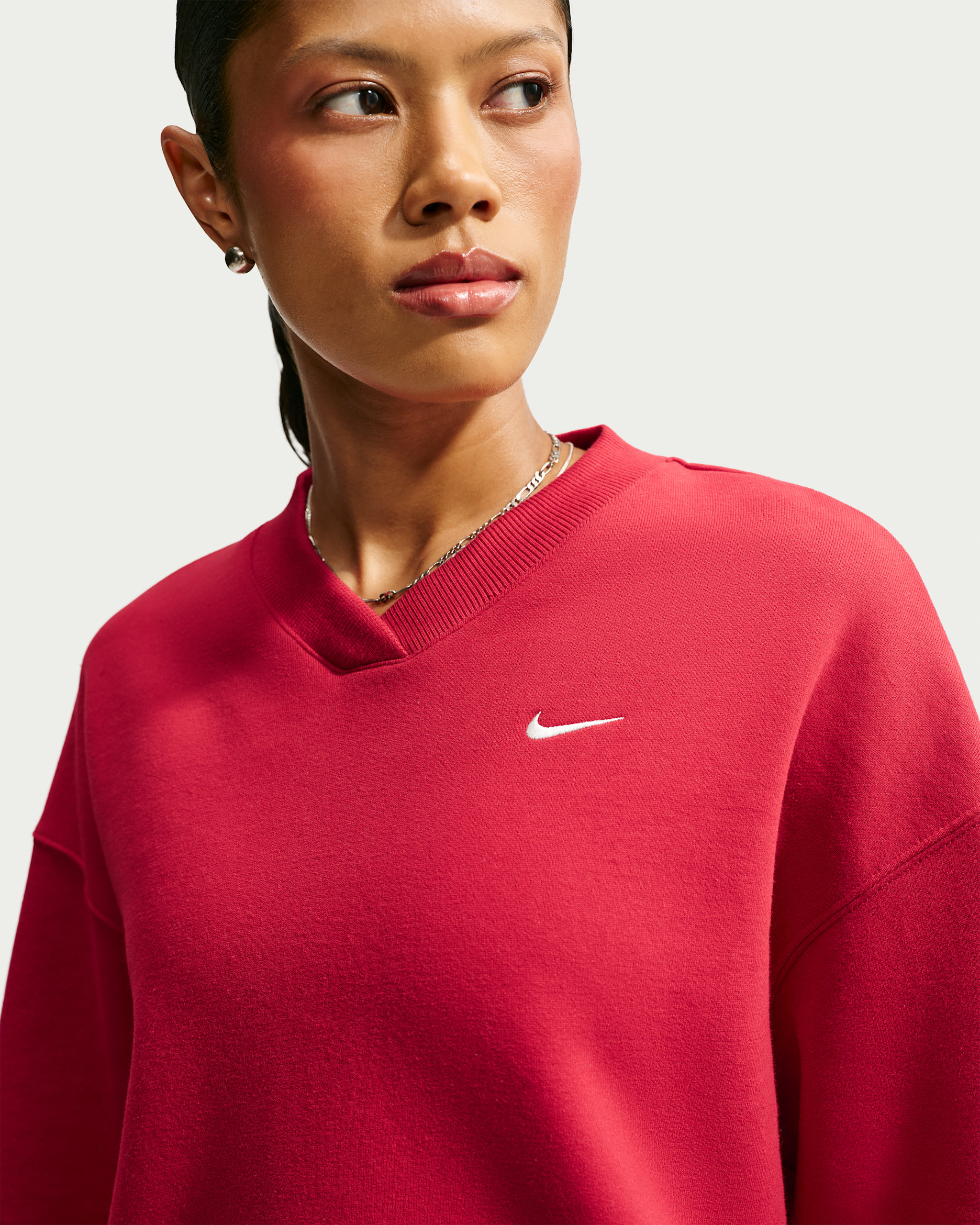 Nike Studio Fleece Medium Weight Women's Oversized V-Neck Top